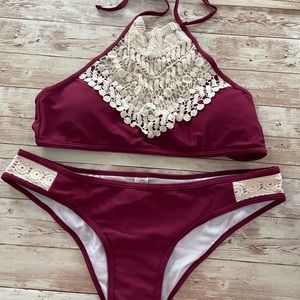 NWT Cupshe Burgundy Bikini